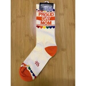 PROUD GAY MOM Socks by Gumball Poodle Ribbed Gym Crew Socks Novelty Gifts USA